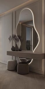specchio di design organico retroilluminato a led