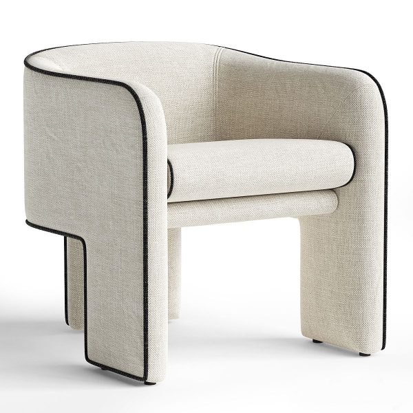 poltrona di design contemporaneo – tessuto chiaro con profilo nero